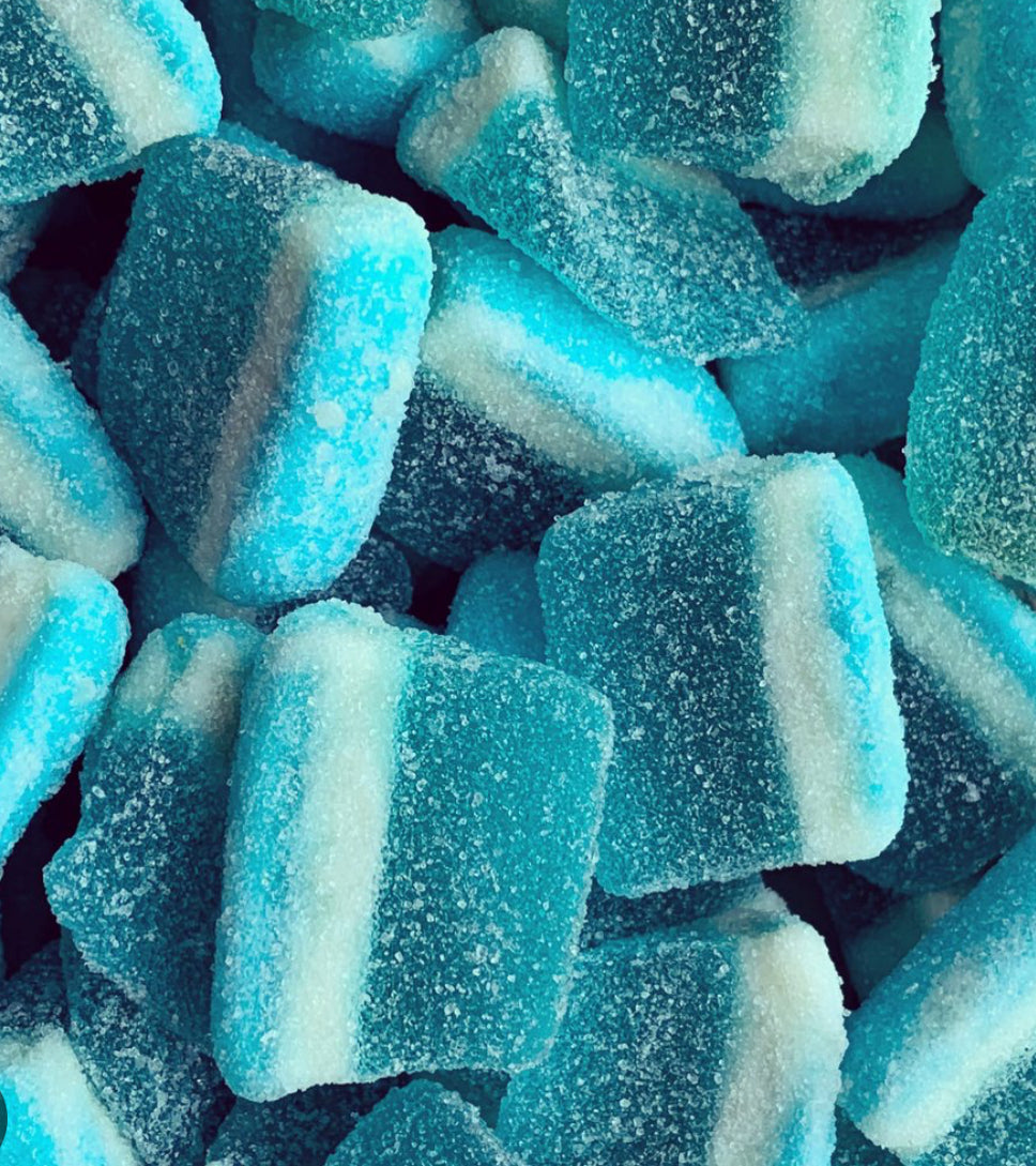 Blue raspberry slices